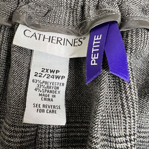 Catherines Gray Plaid Straight Leg Pants 2XWP Petite Plus Size NWT Career Office - Picture 6 of 11